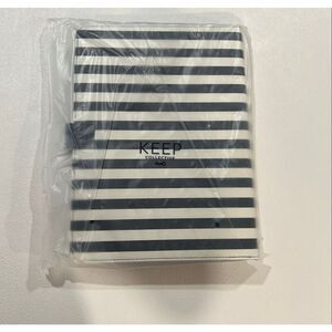 Keep Collective Striped Binder Organizer Navy White Planner Portfolio Snap Closu